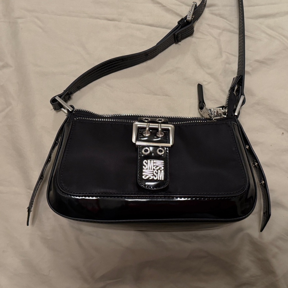 Steve Madden Black Shoulder Bag with Silver Buckle